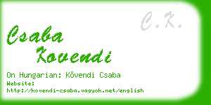csaba kovendi business card
