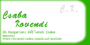 csaba kovendi business card